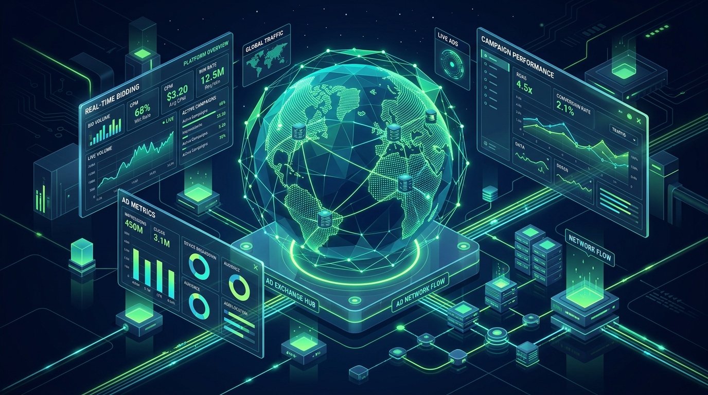 Iplexad Programmatic Ad Network Dashboard and Global RTB Nodes